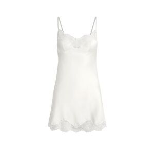 SKIMS Woven Shine Lace Slip Dress - XS - Ivory